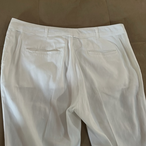 Unlined white linen tapered women’s pants Italy - Picture 8 of 13